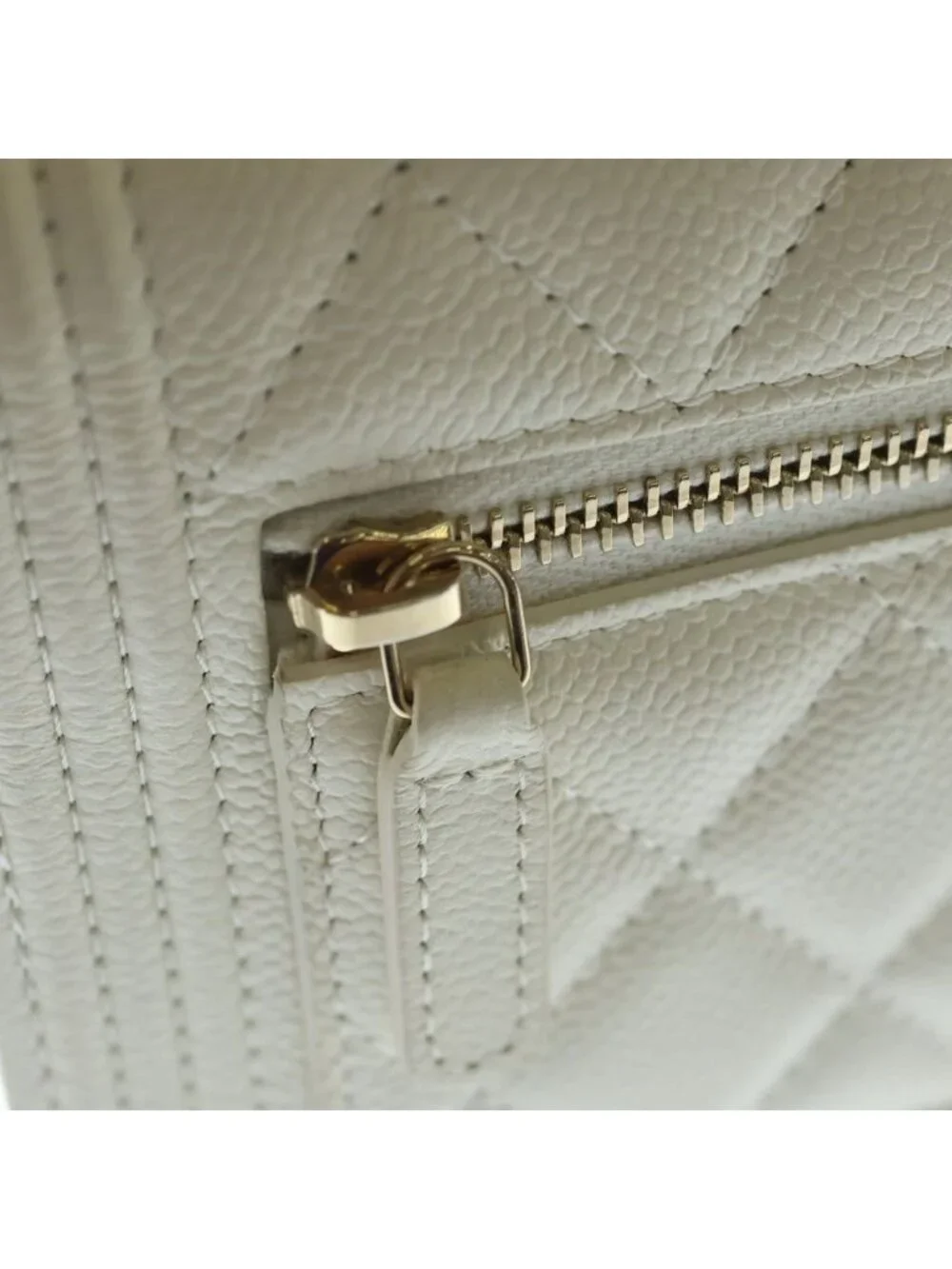 Chanel Boy 15.5 Mini Chain Shoulder Bag Wallet White Caviar Leather Gold